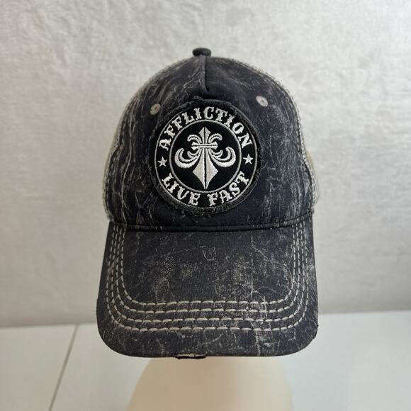 Y2K Affliction Men's Hat Patch Curved Bill Adjustable Snap Back Baseball Black - Picture 3 of 11